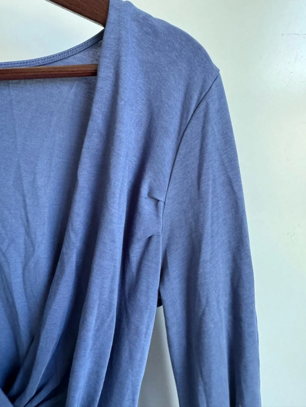 Sundance Blue Always Right Faux Wrap Knit Dress Women Medium Petite Modal Soft‎